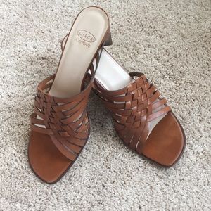 Brown Joan and David heeled sandals